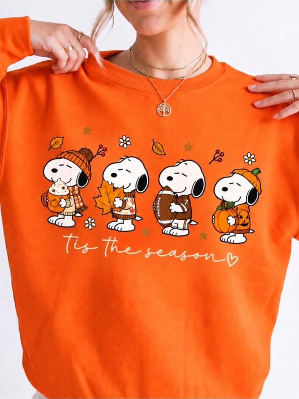 Orange Snoopy Tis The Season Pullover sweatshirt